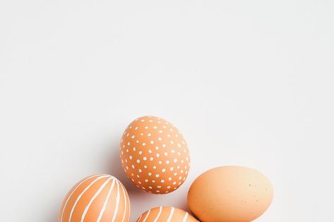 Modern Easter eggs on white background. Flat lay, top view. Simple, nordic style. Nordic Easter, Easter Minimalist, Modern Easter Egg, Modern Easter, Top View, Nordic Style, Flat Lay, Easter Eggs, White Background