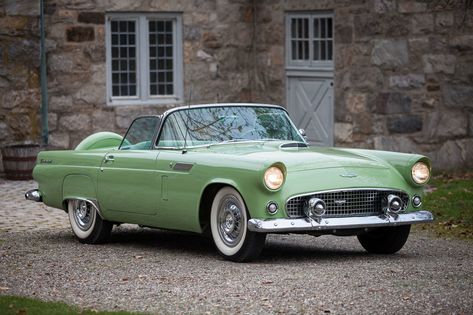 1956 Ford Thunderbird Only Year for Sage Green, Less than 4% of Cars Produced, Heavily Optioned, Fully Restored, Original Purchase Order This 1956 Ford Thunderbird is a beautiful frame-up... 1956 Ford Thunderbird Sage Green, Sage Green Car, 1956 Ford Thunderbird, Motor Classic, Ford Thunderbird Convertible, Thunderbird Convertible, Green Cars, Studebaker Trucks, Old Vintage Cars