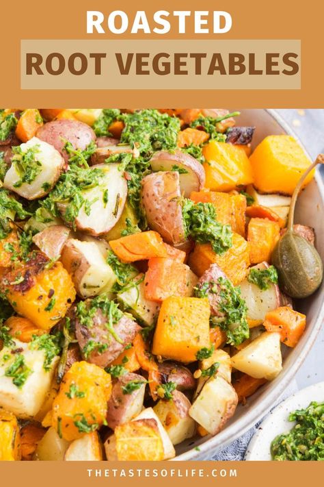 Roasted Root Vegetables Fall Roasted Vegetables, Autumn Dinners, Italian Salsa, Healthy Whole Foods, Root Vegetables Recipes, Autumn Side Dishes, Roasted Vegetables Oven, Vegetable Medley, Roasted Root Vegetables