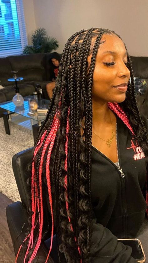 Big Box Braids With Curls, Peekaboo Braids, Short Box Braids Hairstyles, Pretty Braids, Peekaboo Hair, Big Box Braids Hairstyles, Quick Weave Hairstyles, Box Braids Hairstyles For Black Women, Braided Hairstyle