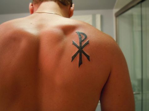 Chi Rho Chi Ro Tattoo, Chi Rho Tattoo, Men Symbol, Deer Tattoo Designs, Catholic Tattoos, Biblical Tattoos, Le Tattoo, Bible Tattoos, Tattoo Catalog