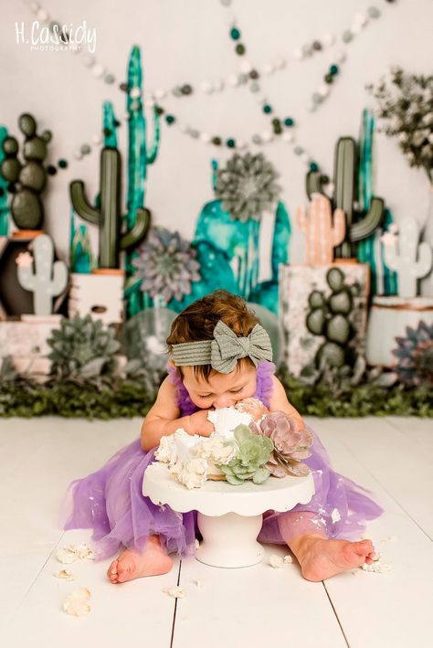 Lilahs Cake Smash Session Tucson Arizona How adorable is this cactus setup!? Happy 1st Birthday sweet Lilah!I'm completely obsessed with this set.  If you are looking for a ... Smash Cake First Birthday, Girl Cake Smash, Cowgirl Photoshoot, Cake Smash Theme, Cactus Cake, Toddler Photoshoot, Smash Cake Girl, First Birthday Pictures, Happy 1st Birthday