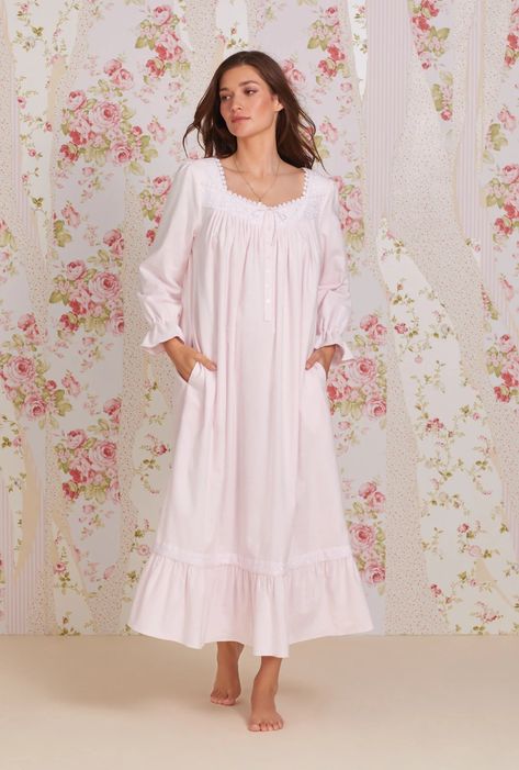 Eileen West Rose Gown, Pink Nightgown, Flannel Nightgown, Eileen West, Special Style, Cotton Nightgown, Short Gowns, Floral Gown, Nightgowns For Women