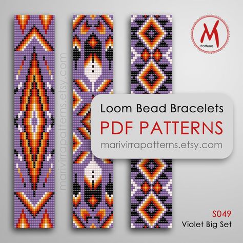 Loom Bead Patterns, Beaded Crosses, Colour Numbers, Loom Bracelet Patterns, Loom Bracelet, Beaded Bracelets Tutorial, Beaded Cross, Bead Loom Patterns, Purple Violet