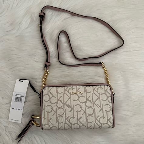 Calvin Klein Monogram Small Crossbody Canvas/Leather Double Zip. New with tag Grey Crossbody Bag, Cross Shoulder Bags, Calvin Klein Bags, Crossover Bags, Calvin Klein Bag, Black Crossbody Purse, Brown Crossbody, Black Crossbody, Small Crossbody