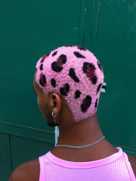 Cheetah Print Hair Men, Cheetah Print Buzzcut, Pink Jaguar, Cheetah Print Hair, Bleached Hair Men, Shaved Head Designs, Boys Colored Hair, Half And Half Hair, Hair Colour Design