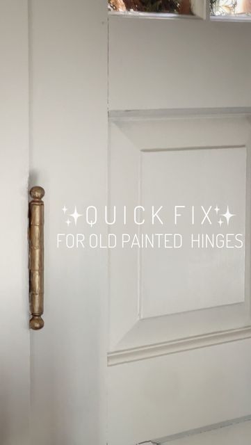 White Hinges On White Doors, Painting Door Hinges Without Removing, Rub N Buff European Gold, Gold Rub N Buff, Spray Paint Cabinets, Door Refresh, Black Door Hardware, Rub And Buff, Cupboard Hinges