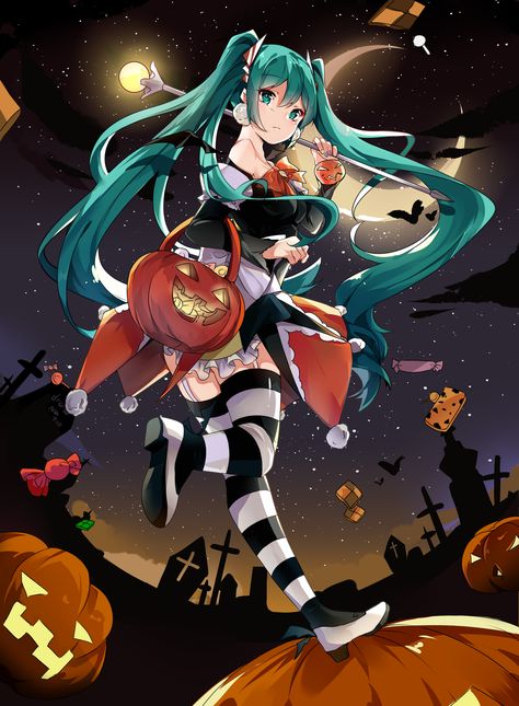 Halloween Miku, Miku Halloween, Miku Chan, Anime Halloween, Miku Hatsune, Wallpaper Magazine, Xenoblade Chronicles, Kawaii Halloween, Amazing Drawings