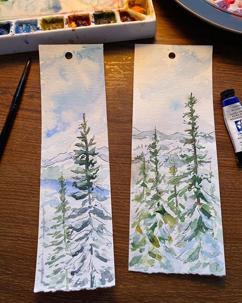 Wendy Millard on Instagram: “Tall trees bookmarks 🔖 #watercolour #canadianartist #art #originalart #sydenhamarts #watercolourpainting #loosepainting…” Paintings Easy, Creative Bookmarks, Paper Bookmarks, Artwork Ideas, Watercolor Bookmarks, Tall Flowers, Landscape Watercolor, Watercolor Paintings Easy, Tall Trees