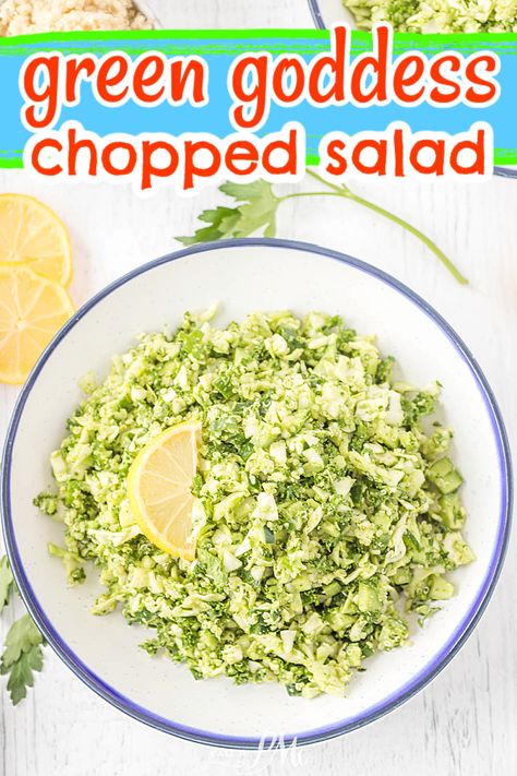 Chopped Green Salad Recipes, Chopped Salad Tiktok, Green Chopped Salad, Greengoddess Salad Recipe, Easy Chopped Salad, Salad Tiktok, Salad And Dressing, Green Goddess Salad Dressing, Mediterranean Salad Recipe