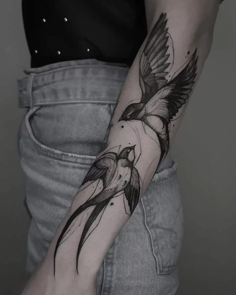 Bird Tattoo Sleeves, Bird Tattoos Arm, Underarm Tattoo, Leg Sleeve Tattoos, Vogel Tattoo, P Tattoo, Sparrow Tattoo, Choose Her, Petit Tattoo