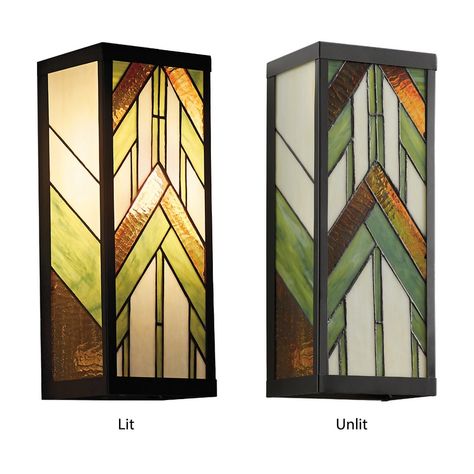 Stained Glass Outdoor, Craftsman Style Lighting, Stained Glass Lamp Shades, Black Outdoor Wall Lights, Tiffany Stained Glass, Led Outdoor Wall Lights, Stained Glass Lamps, Outdoor Sconces, Outdoor Light Fixtures