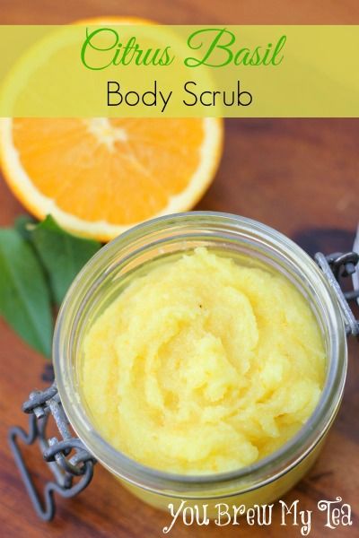 Citrus Basil Body Scrub - You Brew My Tea featured on Kenarry: Ideas for the Home Body Scrub Homemade Recipes, Diy Scrubs, Săpunuri Handmade, Salt Scrubs, Body Scrub Recipe, Homemade Scrub, Sugar Scrub Recipe, Diy Body Scrub, Sugar Scrub Diy