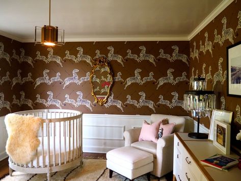 Scalamandre Zebra Nursery - Traditional - Nursery - Other - by E.V.M. BESPOKE DESIGN | Houzz UK Glam Nursery, Scalamandre Wallpaper, Zebra Nursery, Zebra Wallpaper, Traditional Nursery, Wallpaper Nursery, Pastel Nursery