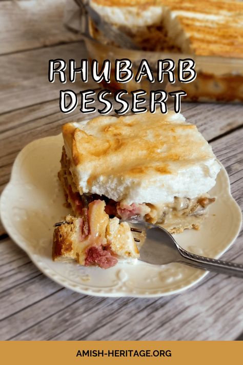 Rhubarb Custard Meringue Dessert With Shortbread Crust Recipe Rhubarb Custard Meringue Pie, Rhubarb Meringue Dessert, Rhubarb Marmalade, Rhubarb Squares, Shortbread Crust Recipe, Rhubarb Desserts Recipes, Meringue Dessert, Rhubarb Custard Pies, Rhubarb Bars