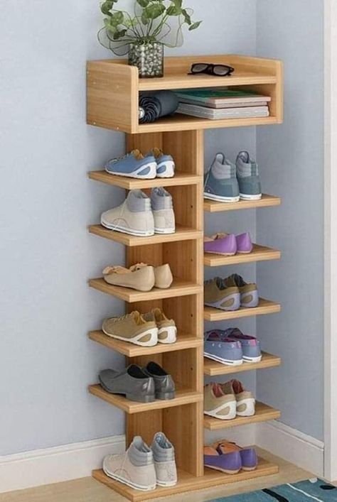 Projek Kayu, Wooden Shoe Rack, Store Shelves Design, Diy Shoe Storage, Diy Shoe Rack, Wooden Shoe, घर की सजावट, Diy Storage Furniture, Diy Furniture Table