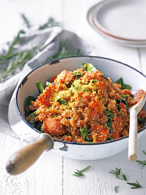 Try our gluten-free risotto recipe made with butternut squash, quinoa and lots of fresh herbs. Risotto Photography, Pork Salad Recipes, Quinoa Risotto, Vegetarian Risotto, Squash Quinoa, Butternut Squash Quinoa, Vegetarian Main Course, Watercress Salad, Delicious Magazine