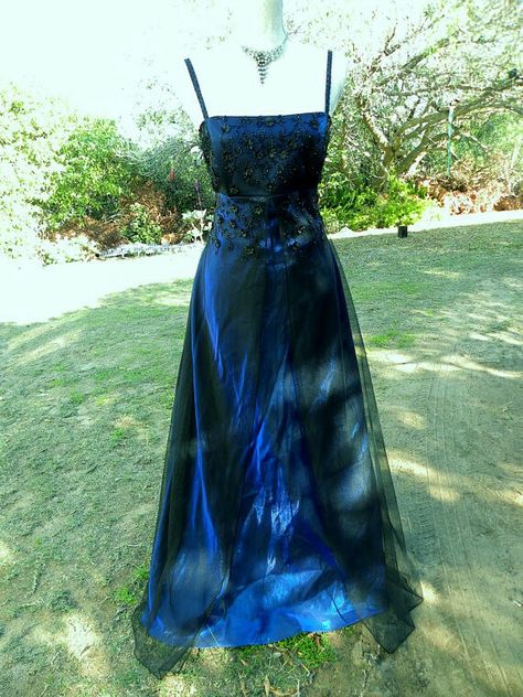 Y2k Grunge Prom Dress, Gothic Blue Dress, Blue 90s Prom Dress, Alt Prom Dresses, Hippie Prom Dress, 90s Whimsigoth Prom Dress, Dark Blue Whimsigoth, Dark Blue 90s Prom Dress, Blue Whimsigoth Outfit