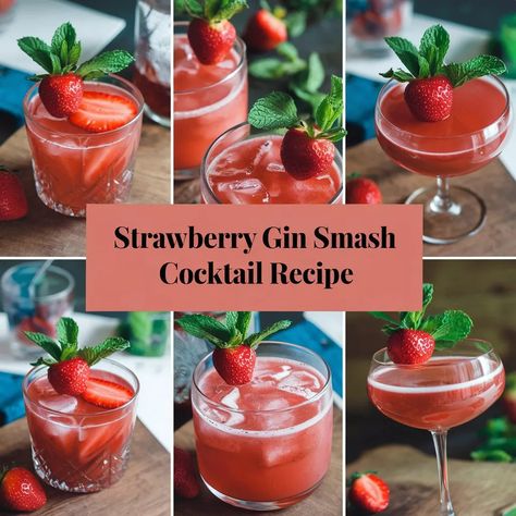 Strawberry Gin Smash Cocktail Recipe: A Refreshing and Fruity Smash Gin Smash, Strawberry Gin, Refreshing Summer Cocktails, Summer Cocktail, Perfect Cocktails, Summer Cocktails, Cocktail Recipe, Blood Orange, Classic Food