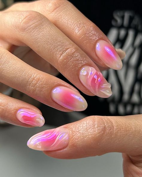 Gilberto Osorio | para @zuulpm 💕🫧( ´ ▽ ` ).｡ｏ♡ | Instagram Glazed Aura Nails, Gel Nail Designs Natural Nails, Cool Design Nails, Crazy Nails Ideas, Textured Nail Art, Texture Nails, Textured Nails, Short Nail Manicure, New Nail Designs