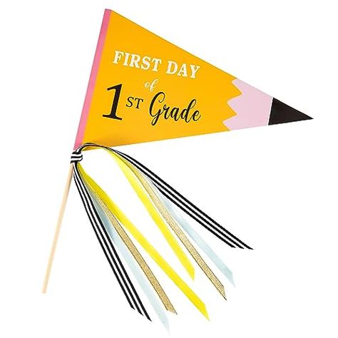 CINPIUK First Day of School Flag DIY 2023 Back to School Pennants, First Day of 1st Grade Flag with Ribbons Make Your Own School Photo Prop, Yellow First Day Of School Flag, First Day Of 1st Grade, 2023 Back To School, School Flag, Elementary School Backpack, Flag Diy, Back To School Special, Diy Props, Diy Back To School