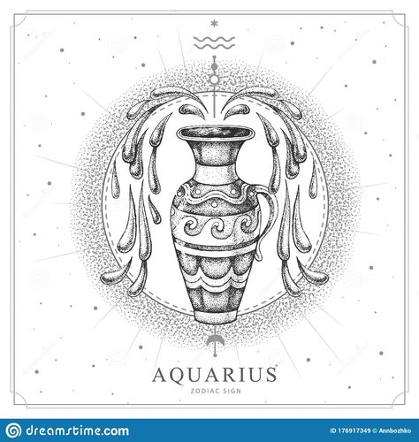 Aquarius Water Jug Tattoo, Water Jug Drawing, Water Jug Tattoo, Aquarius Vase Tattoo, Aquarius Water Bearer Tattoo, Aquarius Sketch, Jug Tattoo, Water Bearer Tattoo, Jug Illustration