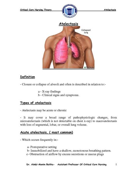 Atelectasis Atelectasis Nursing, Reactive Airway Disease, Nursing Facts, Respiratory Therapy Student, Mucus Plug, Paramedic School, Lpn Schools, Nursing School Essential, Nursing Life