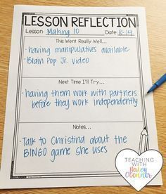 It's super important to take time and reflect on lessons and how to improve them. Great for new teachers or any teacher that wants to improve their practice. Teacher Survival Kit, Teacher Reflection, Survival Kit For Teachers, Teacher Survival, Teacher Planning, Teacher Binder, First Year Teachers, Instructional Coaching, Teacher Organization