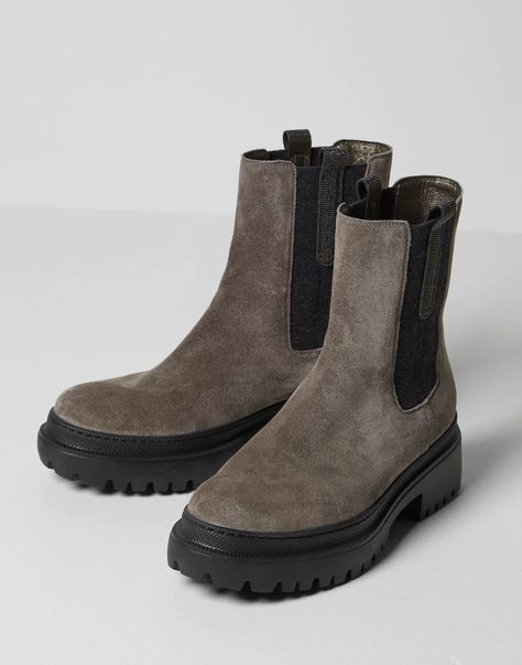 Shoes for women | Brunello Cucinelli Brunello Cucinelli Women, Suede Chelsea Boots, Women Boots, Boutique Online, Brunello Cucinelli, Suede Boots, Biker Boot, Harrods, High Boots