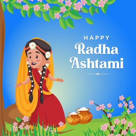 Banner design of happy radha ashtami car... | Premium Vector #Freepik #vector #background #banner #birthday #love Happy Radha Ashtami, Background Banner Birthday, Radha Ashtami, राधे राधे, Navratri Festival, Little Krishna, Banner Birthday, Vector Banner, Happy Ganesh Chaturthi