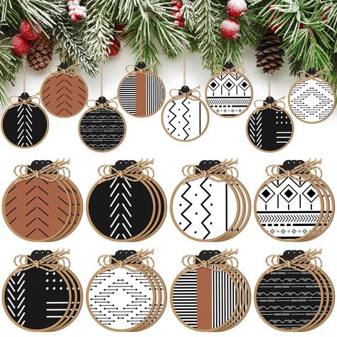 PRICES MAY VARY. Package Contents: you are provided with 24 pieces boho Christmas ornaments in 8 styles, 3 pieces for each style, the quantities and styles are sufficient to meet your Christmas party decorative needs, you can also share them with your friends or neighbors Reliable and Long Lasting: made of quality wood material, the Christmas round ornaments are reliable and sturdy with fine workmanship and smooth surface, will not break easily; The patterns are clearly printed that not easy to Western Christmas Decorations, Boho Ornaments, Western Christmas Tree, Bow Christmas Tree, African Christmas, Boho Christmas Tree, Boho Christmas Decor, Christmas Boho, Xmas Tree Decoration