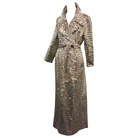 1960s Silver Sequin Trench Coat Maxi Length w/ Belt | From a collection of rare vintage coats and outerwear at https://www.1stdibs.com/fashion/clothing/coats-outerwear/ Alexandre Vauthier, Maxi Coat, Silver Sequin, Vintage Coat, Fancy Dresses, Moda Operandi, Fashion Store, Fashion Boutique, Fashion Collection