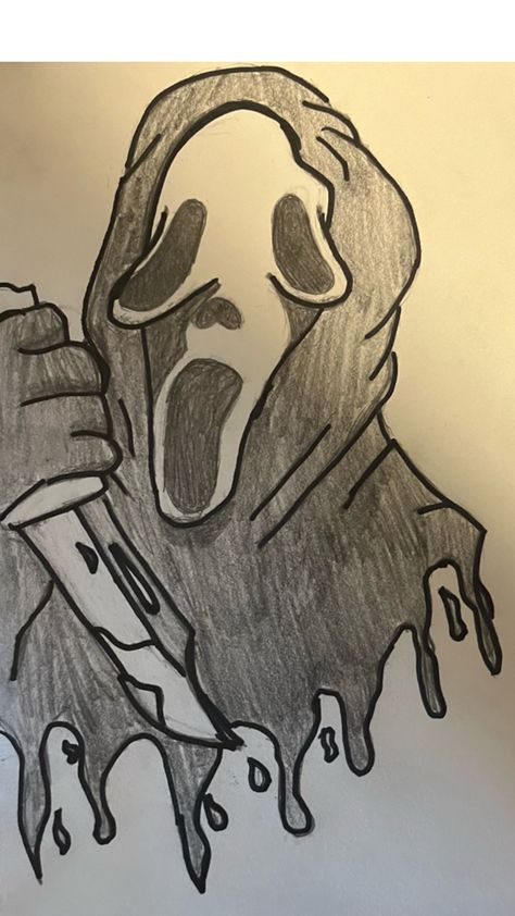 Hand drawn art Ghost Face Drawing, Ghost Face, Ghost Faces, Hand Art Drawing, Horror Art, Face Drawing, Easy Drawings, Hand Drawn, Ghost