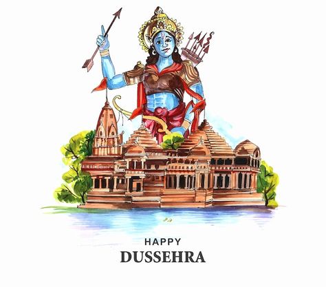 Happy Dusshera, Happy Ram Navami, Ram Navami, Festival Wishes, Indian Illustration, Happy Dussehra, Festivals Of India, Lord Rama, Durga Goddess