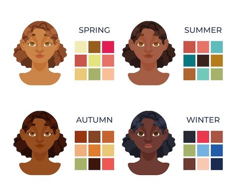 Hand drawn colorimetry illustration | Free Vector #Freepik #freevector #seasons #summer-winter #illustration-pack #hand-drawn-illustration Winter Illustration, Drawn Illustration, Vector Hand, Summer Winter, Vector Photo, Skin Tone, Skin Tones, Graphic Resources, Hand Drawn