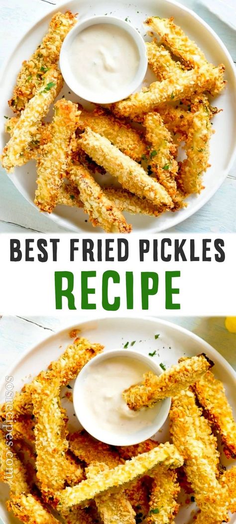 I personally believe that breading is the most crucial part of cooking deep-fried pickles, as they need to be crispy on the top. Best Fried Pickles Recipe, Easy Deep Fried Pickles, Best Fried Pickles, Crispy Fried Pickles, Easy Fried Pickles, Dill Dip Recipes, Deep Fryer Recipes, Deep Fried Pickles, Fried Pickles Recipe