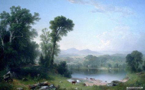 Free Wallpaper - Free Art wallpaper - World Famous Paintings ... World Famous Paintings, Hudson River School, Farm Scene, Painting Wallpaper, Hand Painting Art, Wall Street Journal, Famous Artists, Oil Painting Landscape, Art Movement