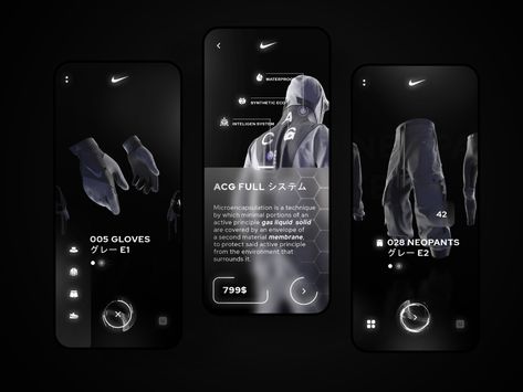 Cyberpunk Graphic Design, Minimalist Cyberpunk, Cyberpunk Graphic, Ui Ux Design Trends, Ux Design Trends, Nike App, Futuristic Clothing, Ui Ux 디자인, Mobile App Design Inspiration