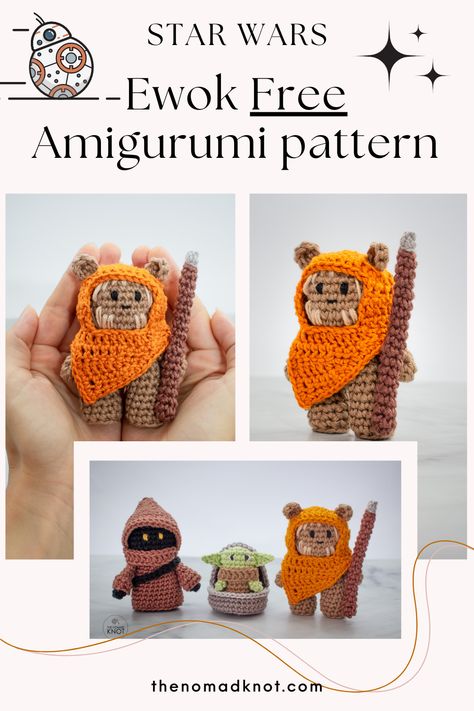 Crochet R2d2 Amigurumi Free Pattern, Porg Crochet Pattern Free, Bb8 Crochet Pattern Free, Crochet Jawa Free Pattern, Crochet Star Wars Ornaments, Easy Star Wars Crochet Pattern, Crocheted Star Wars Characters, Crochet Star Wars Plushie, Amigurumi Free Pattern Star Wars