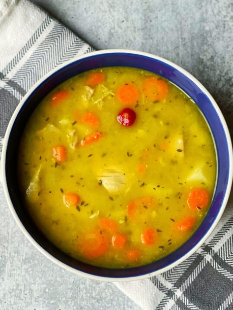 Chicken and Split Pea Soup - Metemgee Split Peas Soup, Split Pea Soup Crockpot, Peas Soup, Yellow Split Pea Soup, Guyanese Recipes, Split Pea Soup Recipe, Yellow Split Peas, Split Peas, Root Veggies