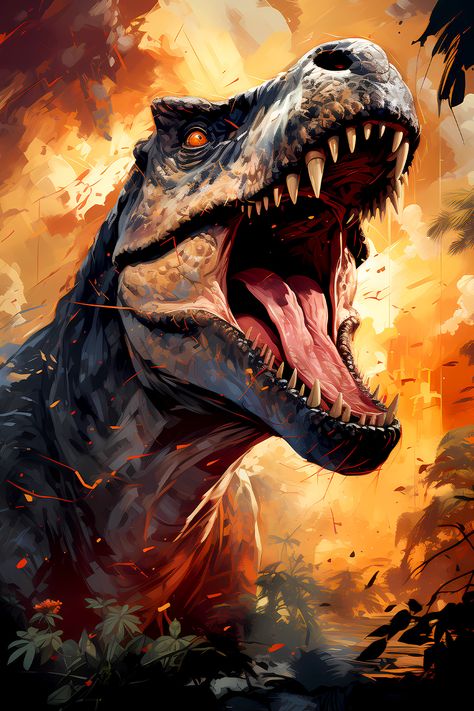 #phonewallpaper #free #Trex #abstractart #jurassic #dinosaur #fire #dragonpainting #aidigitalart #digitalprint #aiart #aigeneratedart #midjourney Dinosaur Tattoos, Dinosaur Wallpaper, Dinosaur Images, Hd Wallpaper 4k, Dinosaur Drawing, Dinosaur Pictures, Jurassic World Dinosaurs, Charcoal Sketch, Dinosaur Decor