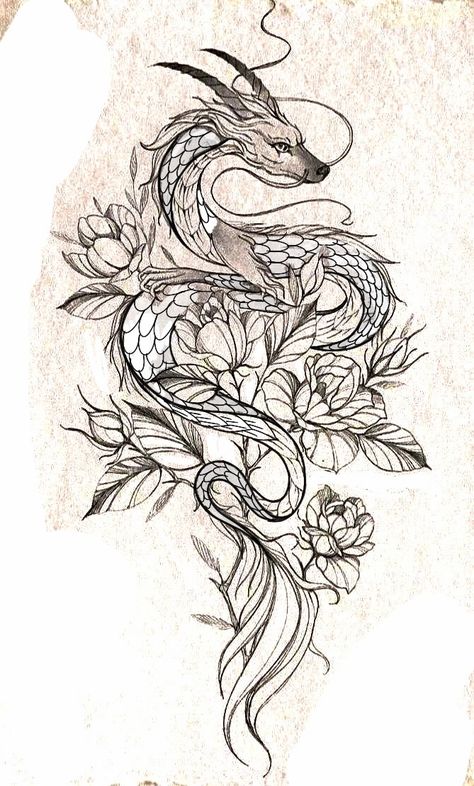 Matching Mexican Tattoos, Feminine Dragon Tattoo For Women Back, Japanese Dragon Tattoos Women, Dragon Vine Tattoo, Dragon Tattoo For Women Back, Earth Dragon Tattoo, Dragon Tattoo Feminine, Tight Tattoos, Snake Back Tattoo