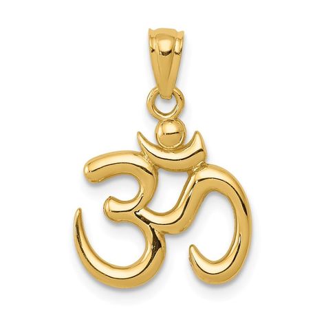 Tie The Meaning To The Moment With A Classic Or Unusual Pendant That Makes It Personal, Thoughtful, Or Meaningful. This Om Symbol Pendant Crafted In 14k Yellow Gold Features A Polished 2-Dimensional Design With An Open Back. The Approximate Size Is 15mm (9/16 Inch) In Width By 20mm (3/4 Inch) In Length With The Bail. This Item Does Not Include A Chain. This Item Has An Approx. Length Of 20mm And Width Of 15mm. Om Symbol, Locket, Open Back, Charms, Yellow Gold, For Men, Pendant, Yellow, Gold