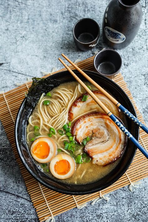 Tonkotsu Ramen - Ang Sarap Japanese Noodle Dish, Bowl Of Ramen, Tonkotsu Ramen, Food Anime, Over The, Japan Food, Noodle Dishes, Food Obsession, Cafe Food