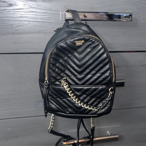 Victoria’s Secret Mini Backpack Mini Backpack, Black And Gold, Victoria Secret, Leather Backpack, Victoria’s Secret, Fashion Backpack, Victoria's Secret, Backpacks, Handbags