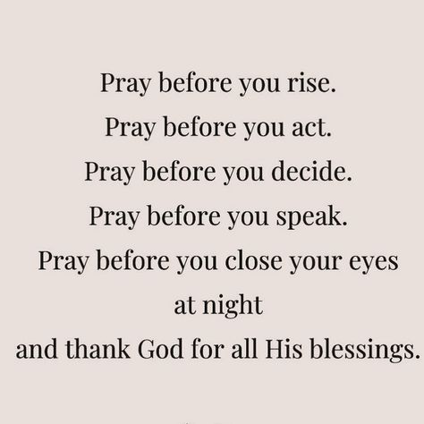 𝗣 𝗥 𝗔 𝗬 no matter what never stop praying! Pray before you rise Pray before you act Pray before you decide Pray before you speak Pray before you close your eyes at night Pray before you eat Pray before you leave the house Pray before anything important Pray over your house Pray over your friends / family Pray over your business The list could go on and on. Pray before EVERYTHING 🤲🏽 #godanswersprayers #godisenough #godspurpose #godlovesyou #faithoverfear #reconstructingfaith #f... Pray Before Eat, Never Stop Praying, Cute Bible Verses, God Answers Prayers, Together Quotes, Cute Bibles, Prayer Life, Eat Pray, Eat Pray Love