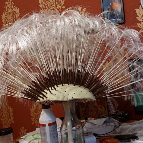 A lot of you have asked to know how I made the dandelion staff, speciffically the seeds. So Im going to try my best to explain what I did.… | Instagram How To Make A Dandelion Staff, Diy Dandelion Staff, Dandelion Staff Diy, Dandelion Staff, Dandelion Fashion, Fairy Staff, Diy Flower Fairy, Dandelion Fairy, Diy Dandelion