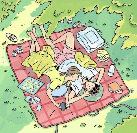 Picnic Cartoon, Cute Couple Comics, Comics Love, Art Of Love, Romance Art, Love Illustration, Cartoon Character Design, Kawaii Drawings, Couple Art