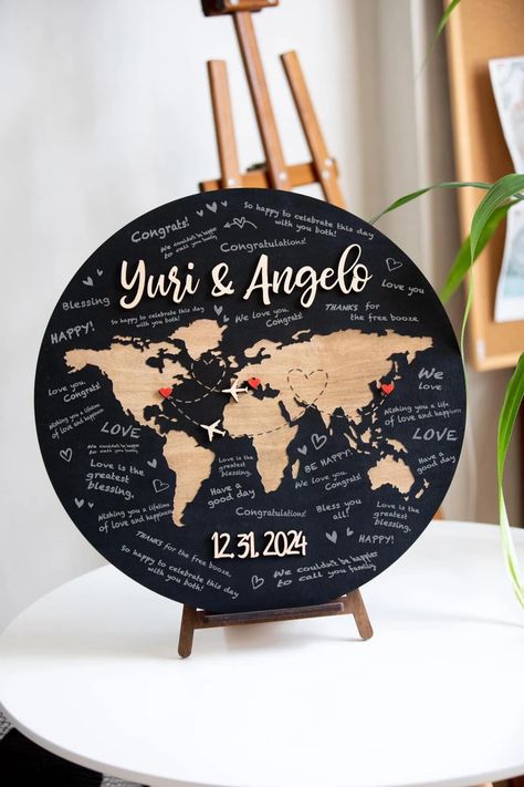 Wedding Guest Book Alternative, Wooden Sign, Adventure Guestbook Sign Wood World Map With 3D Hearts, Destination Wedding Anniversary Gift - Etsy Serbia Destination Wedding Guest Book, 3d Hearts, Wood World Map, World Map Design, Wedding Guest Book Unique, Wedding Guest Book Alternative, Travel Theme Wedding, Guest Book Alternative, 3d Heart