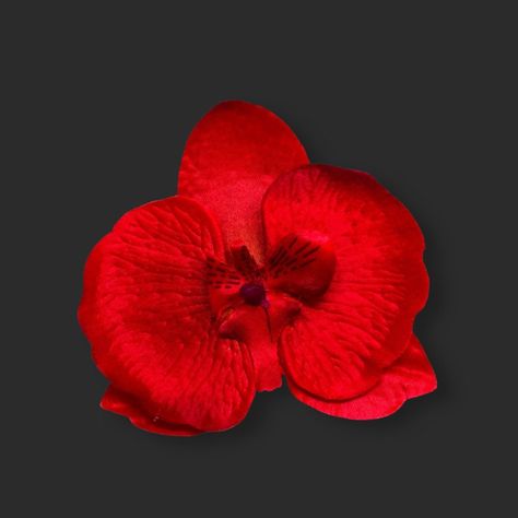 Red Flower Hairstyles, Red Flower Hair Accessories, Orchid Clip, Orchid Hair Piece, Red Flower Hair Clip, Red Orchid, Bridal Hair Flower, Red Orchids, Rockabilly Hair